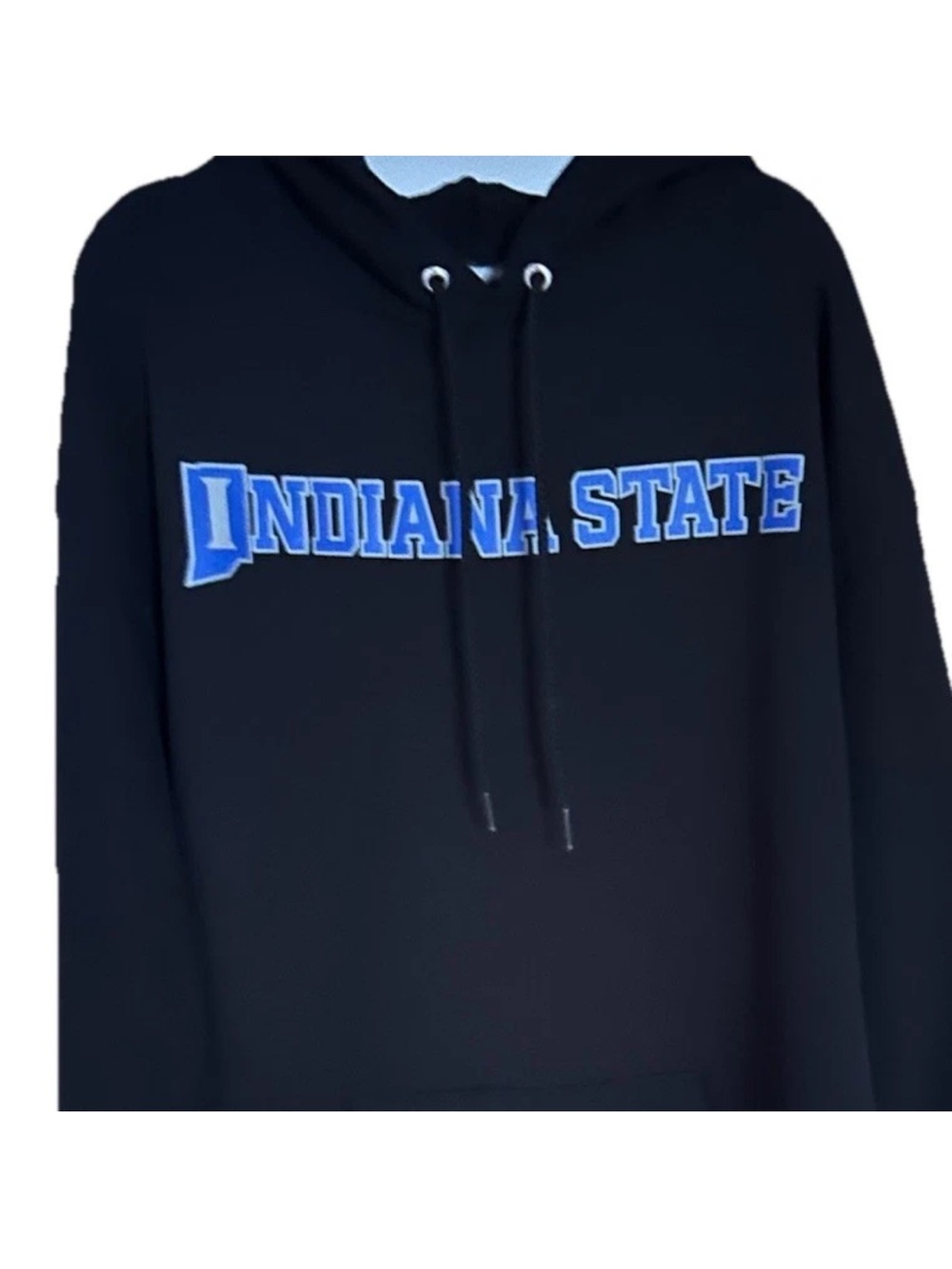 Champion Black Hoodie with Blue "Indiana State" Lettering